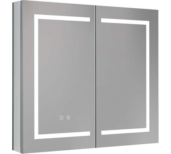 Изображение товара Алюминиевый зеркальный шкаф с подсветкой AQUATEK AQ7804-MLC 800х700х133, крепеж, две зеркальные дверцы, две стеклянные полки, круговая подсветка, антизапотевание 00000140654