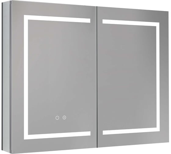 Изображение товара Алюминиевый зеркальный шкаф с подсветкой AQUATEK AQ7904-MLC 900х700х133, крепеж, две зеркальные дверцы, две стеклянные полки, круговая подсветка, антизапотевание 00000140655