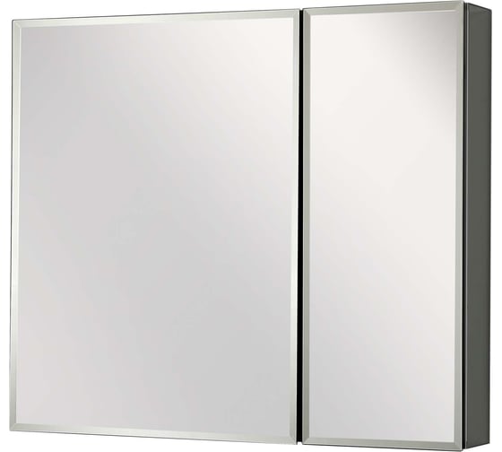 Изображение товара Алюминиевый зеркальный шкаф без подсветки AQUATEK AQ7608-MC 636х660х134, крепеж, две зеркальные дверцы шириной, две стеклянные полки 6 мм 00000140650