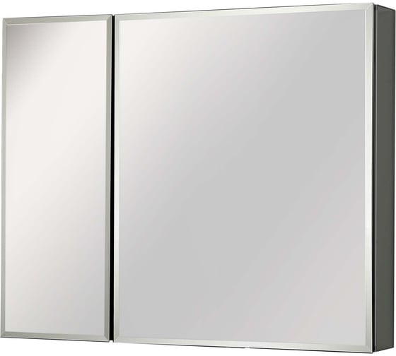 Изображение товара Алюминиевый зеркальный шкаф без подсветки AQUATEK AQ7808-MC 765х660х134, крепеж, две зеркальные дверцы, две стеклянные полки 6 мм 00000140651