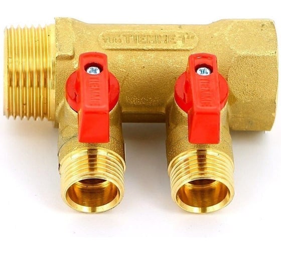 Изображение товара Коллектор с шаровыми кранами Tiemme арт.1832RED 1" T2-1/2"x16 (кр.ручки) 1820043