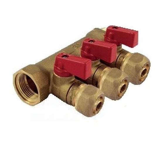 Изображение товара Коллектор с шаровыми кранами и соединителями Tiemme арт.1842 3/4" T2-PE-X 16x2,2 (кр.ручки) 1820057