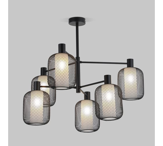 Изображение товара Потолочный светильник Eurosvet с металлическим абажуром и стеклянным плафоном 30191/6 черный a069160