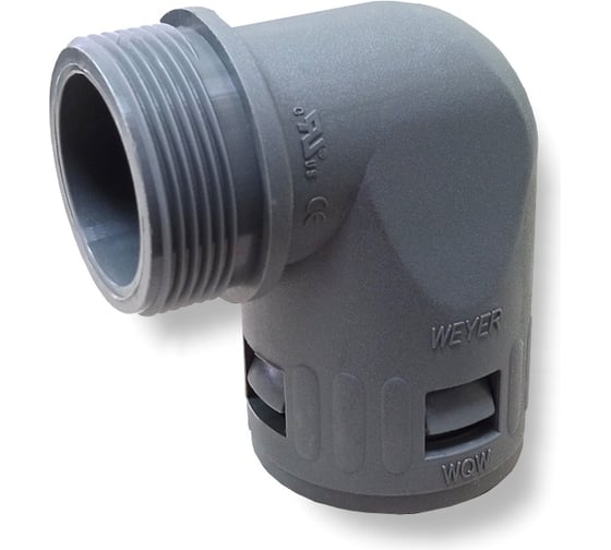 Изображение товара Муфта для гофрированных труб - коннектор угловой Weyer WQW-P13.5G/AD18.5 нар. PG13.5 WE1703600