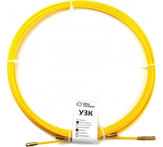 Изображение товара Протяжка стальная OlmiOn, с нейлоновым покрытием, d=4,5 мм L=80 м в бухте, жёлтый СТ-Б-4,5/80