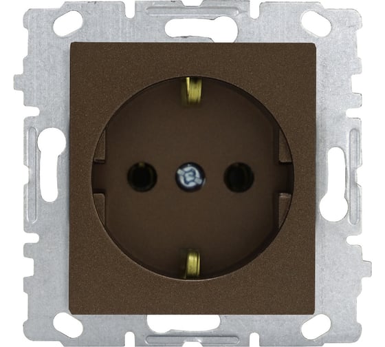 Изображение товара Набор Розетка Vesta Electric Vesta-Electric Roma CHOCO одинарная с заземлением без рамки, 24шт FRZ00070036TKR-24