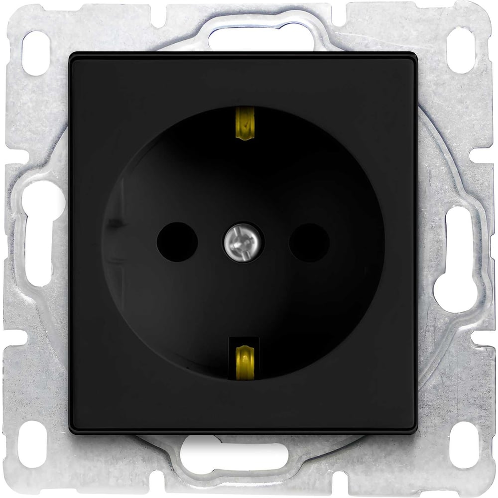 Изображение товара Набор Розетка Vesta Electric Vesta-Electric Roma Black одинарная с заземлением без рамки, 24 шт FRZ00020106CMT-24