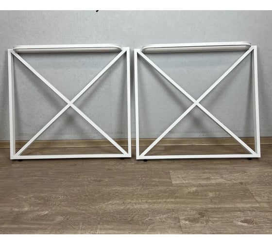 Изображение товара Ножки для стола Solarius в стиле Loft крестообразные, опоры для стола лофт 78,5x71 см, подстолья металлические регулируемые прочные, порошковая покраска, белого цвета, 2 шт. PARAnogkrest80white