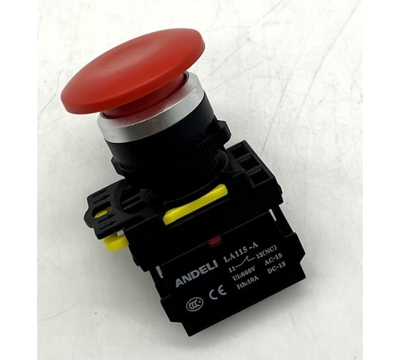 Изображение товара Кнопка ANDELI LA115-A5-01M/1 Грибок красный 1НЗ AC220V ADL10-347