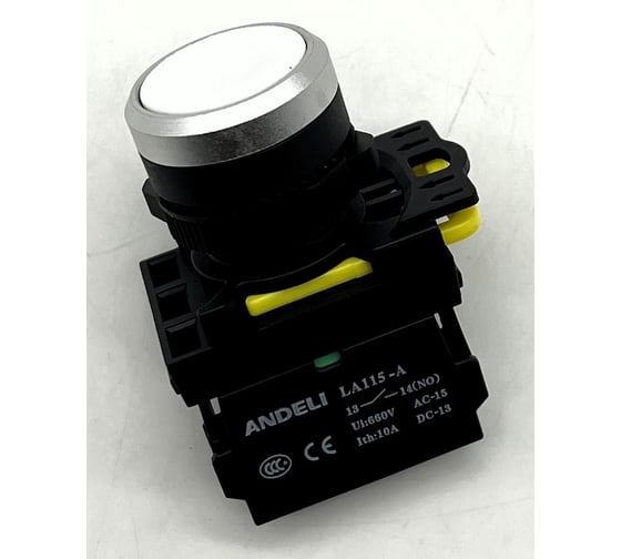 Изображение товара Кнопка ANDELI LA115-A5-10BN/1 белый 1НО IP65 ADL10-307