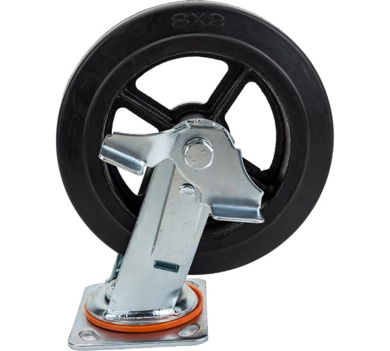 Изображение товара Колесо б/г обрезиненное поворотное с тормозом SCDB80 200 мм MFK-TORG 1084200