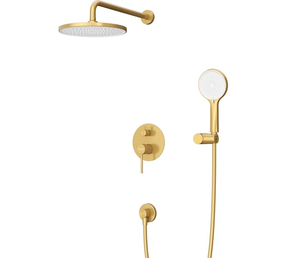 Изображение товара Душевой комплект встраиваемый Cezares смеситель встраиваемый, верхний душ, ручной душ со шлангом, штуцер с держателем, брашированное золото RELAX-DSET-BORO