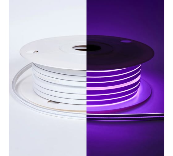 Изображение товара Неон ELEGANZ 220В 9Вт/м Сиреневый Светодиодная лента 6x12мм, шаг резки - 10см, 50м бухта, EL-N220-9V