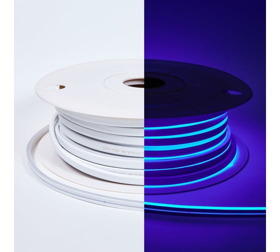 Изображение товара Неон ELEGANZ 220В 9Вт/м Синий Светодиодная лента 6x12мм, шаг резки - 10см, 50м бухта, EL-N220-9B