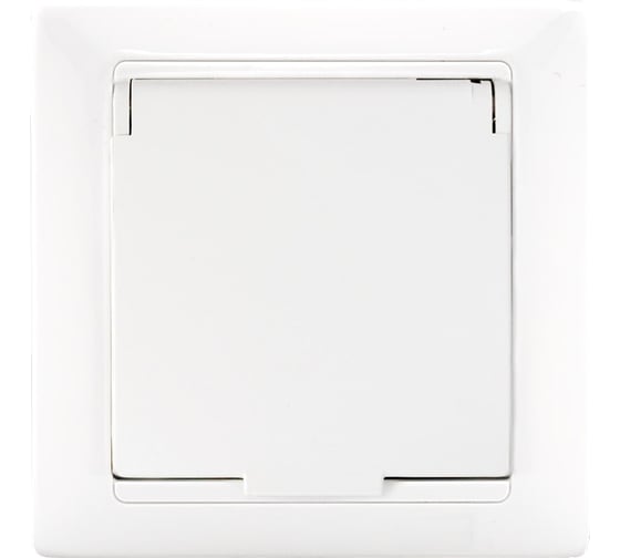 Изображение товара Розетка Bylectrica, 1-местная СУ с заземляющим контактом, шторками и крышкой, серия СТИЛЬ, белый РС16-364