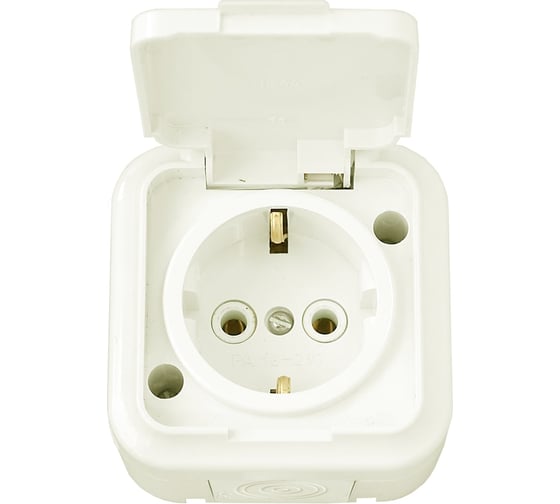 Изображение товара Розетка Bylectrica 1-местная ОУ с заз.конт. IP54, серия ПРАЛЕСКА АКВА, бежевый, бежевый РА16-297