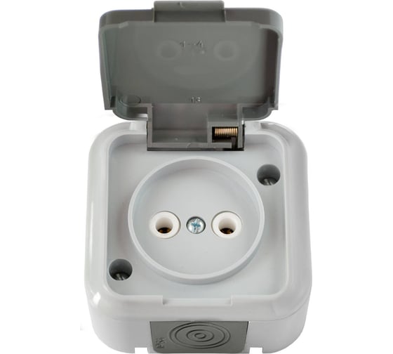 Изображение товара Розетка Bylectrica 1-местная ОУ IP54, серия ПРАЛЕСКА АКВА, серый, РА16-296 03