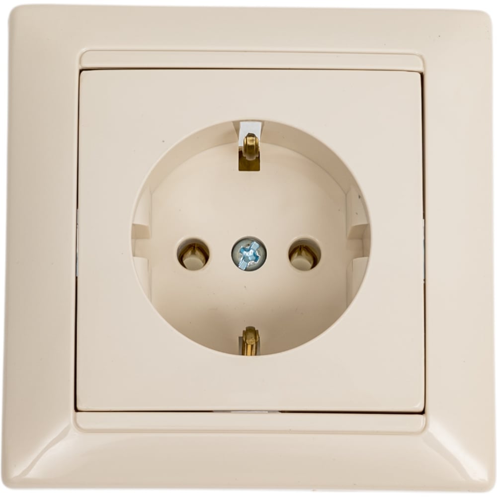 Изображение товара Розетка 1-местная с заземляющим контактом серия СТИЛЬ бежевый RS16-306