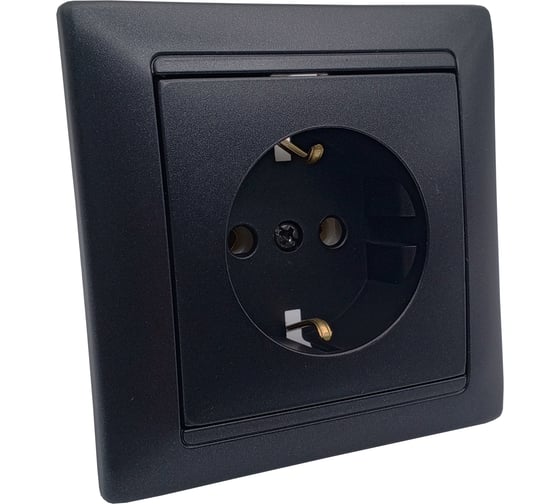 Изображение товара Розетка Bylectrica 1-местная СУ с заз.конт., серия СТИЛЬ, графит, графит РС16-306