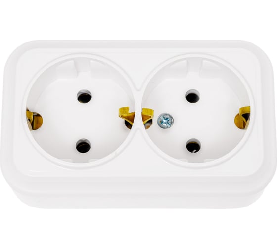 Изображение товара Розетка Bylectrica 2-местная ОУ с заз.конт., серия ВАРИАНТ, белый, РА16-0142