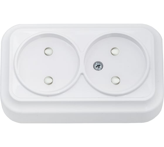 Изображение товара Розетка Bylectrica 2-местная ОУ со шторкой, серия ВАРИАНТ, белый, РА16-0145