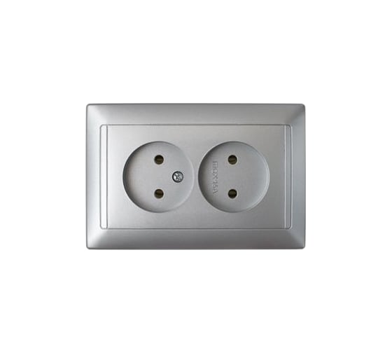 Изображение товара Розетка Bylectrica 2-местная СУ, серия СТИЛЬ, серебро, РС16-307 серебро