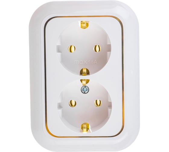 Изображение товара Розетка Bylectrica 2-местная СУ с заз.конт., серия ГАРМОНИЯ ЛЮКС, белый, РС16-239 з