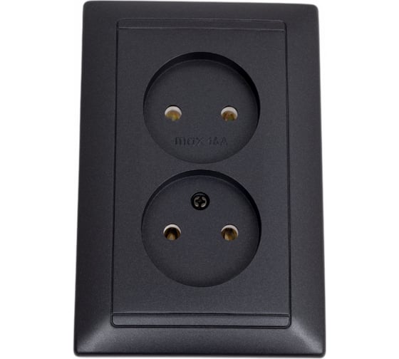 Изображение товара Розетка Bylectrica 2-местная СУ, серия СТИЛЬ, графит, РС16-307 графит