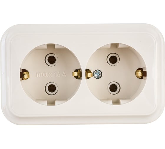 Изображение товара Розетка Bylectrica 2-местная ОУ с заз.конт., серия ПРАЛЕСКА, бежевый, РА16-261 бежевый