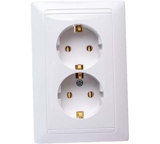 Изображение товара Розетка Bylectrica 2-местная СУ с заземляющим контактом, серия СТИЛЬ, белый, РС16-313