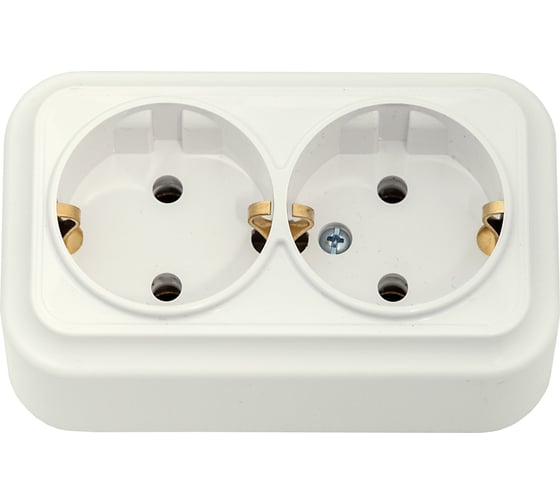 Изображение товара Розетка Bylectrica 2-местная ОУ с заз.конт., серия ВАРИАНТ, бежевый, РА16-0142 бежевый