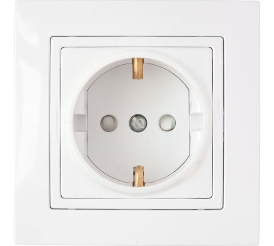 Изображение товара Розетка BYLECTRICA 1-местная СУ с заз.конт. со шторк., серия УЮТ, белый РС16-341