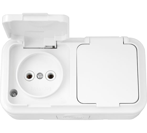 Изображение товара Розетка Bylectrica 2-местная ОУ IP54, серия ПРАЛЕСКА АКВА, белый, РА16-302