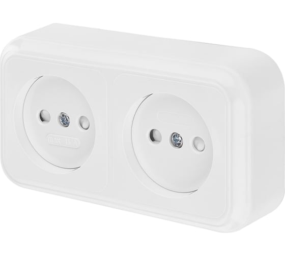 Изображение товара Розетка Bylectrica 2-местная ОУ со шторкой, серия ПРАЛЕСКА, белый, РА16-273