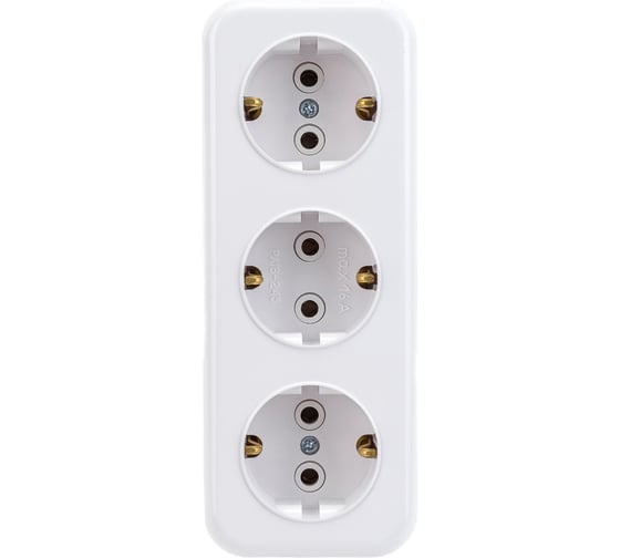 Изображение товара Розетка Bylectrica 3-местная ОУ с заз.конт. серия Прочие изделия, белый, РА16-243