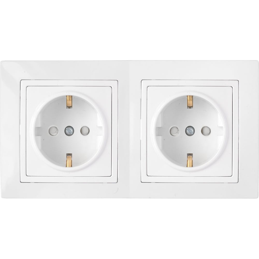 Изображение товара Розетка BYLECTRICA 2-местная СУ с заз земл и защитными шторками серия УЮТ белая