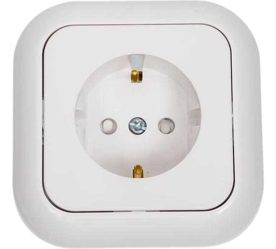 Изображение товара Розетка Bylectrica 1-местная СУ с заз.конт. со шторк., серия ГАРМОНИЯ, белый, РС16-253