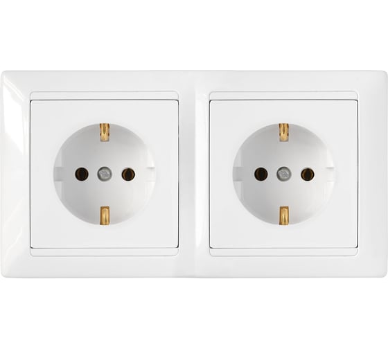 Изображение товара Розетка Bylectrica 2-местная СУ с заз.конт. на шинах, серия СТИЛЬ, белый, РС16-355