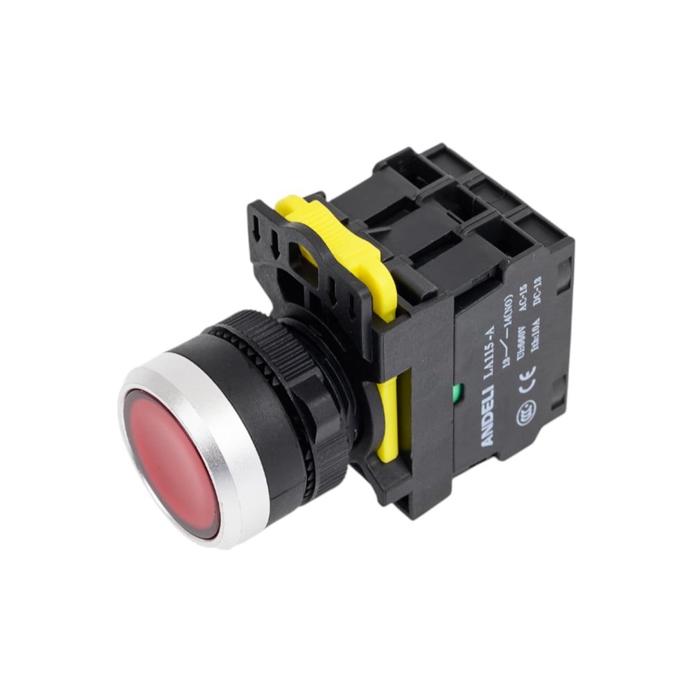 Изображение товара Кнопка ANDELI LA115-A5-11BND/4 красный с подсветкой и 4 контактами