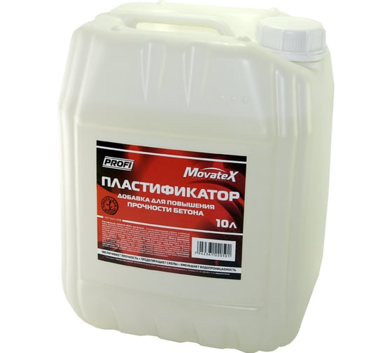 Изображение товара Пластификатор Movatex PROFI добавка для повышения прочности бетона, 10 л Т31837