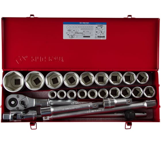 Изображение товара Набор шестигранных торцевых головок с принадлежностями KING TONY 3/4", 19-55 мм, 25 предметов 6325MR01