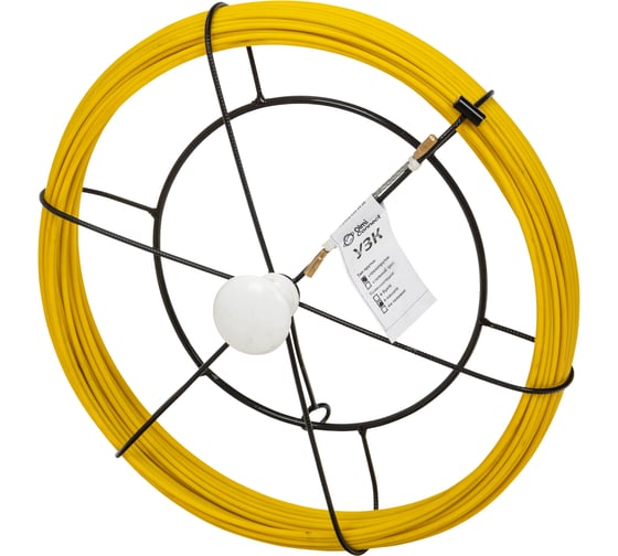 Изображение товара Протяжка стальная OlmiOn, с нейлоновым покрытием, d=4,5 мм L=10 м в кассете №1, жёлтый СТ-К1-4,5/10