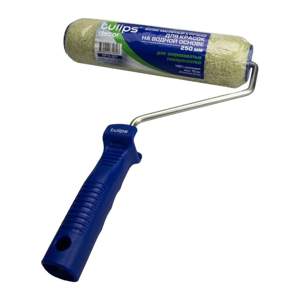 Изображение товара Валик Tulips decor Green с рукояткой, 250 мм, ворс 18 мм