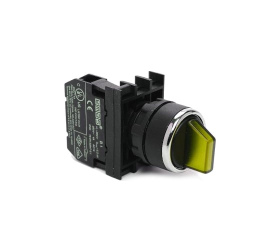 Изображение товара Переключатель Emas 2-0-1 с фиксацией в 1 положении желтый 2НО B101SL31S