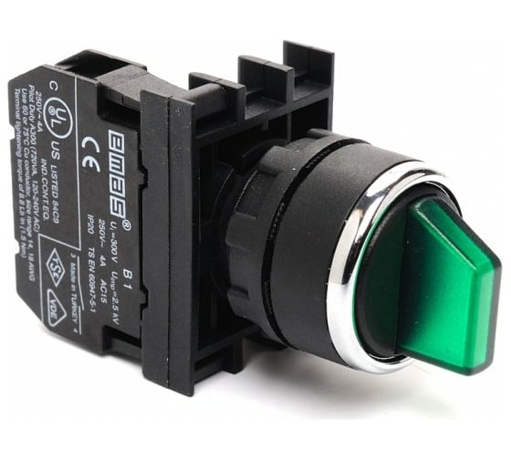 Изображение товара Переключатель Emas 2-0-1 с фиксацией в 1 положении зеленый 2НО B101SL31Y