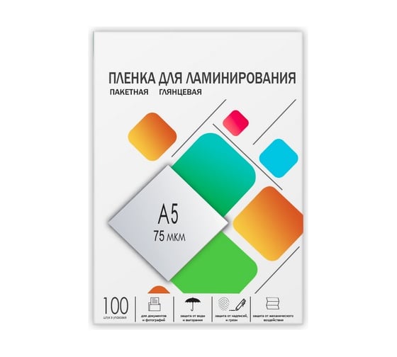 Изображение товара Пленка-заготовка для ламинирования ГЕЛЕОС A5, 154х216 мм, 75 мкм, глянцевая 100 шт LPA5-75