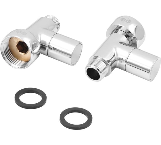 Изображение товара Прямой кран-вентиль SG ручка колпачок, хром, 1х3/4 г/ш, 2 шт 8831SCH0510/2