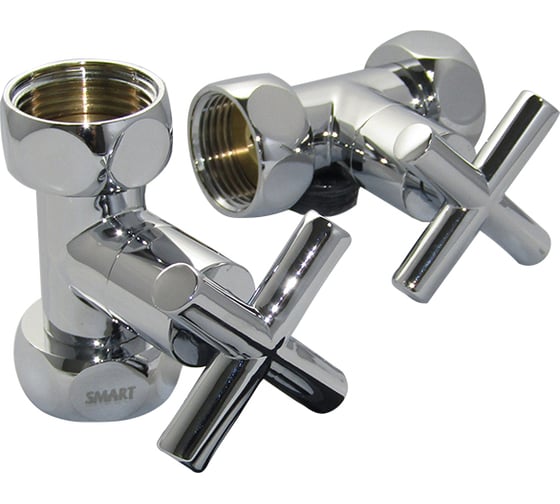 Изображение товара Прямой кран-вентиль SMT ручка крест, хром, 1х3/4 г/г, 2 шт 8730SCH0510/2