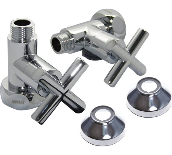 Изображение товара Прямой кран-вентиль SMT ручка крест, хром, 1х1/2 г/ш, 2 шт 8731SCH0410/2C