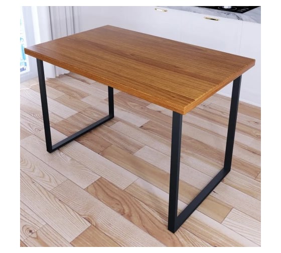 Изображение товара Стол кухонный Solarius Loft со столешницей цвета ольхи из массива сосны 40 мм и черными металлическими ножками, 120x75x75 см 700-10480